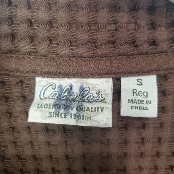 CABELA'S Womens Jacket Small Waffle Knit Brown Zipper‎ Neck 100% Cotton Collar - Picture 4 of 10